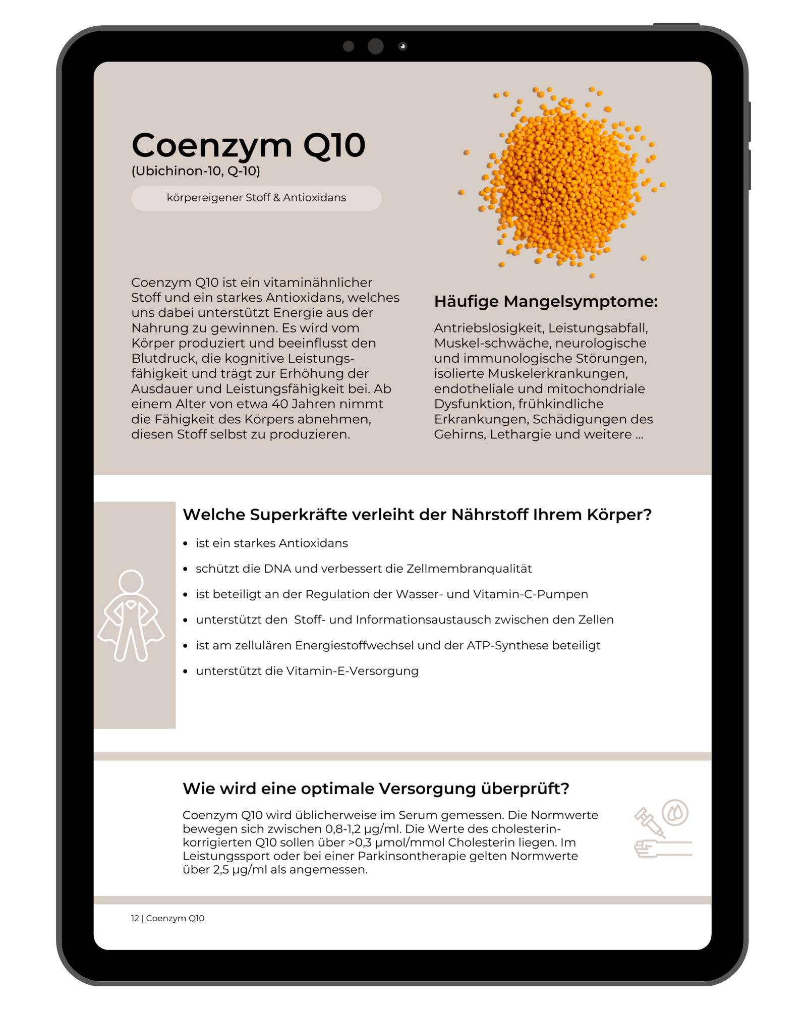 Mikronährstoff-Fibel - Beispiel Coenzym Q10 - Funktionen